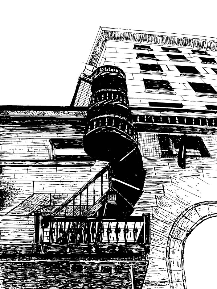 Architectural staircase sketch